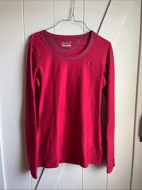 Under Armour Women's Long Sleeve Crew Neck Top - Hot Pink with Gray Trim